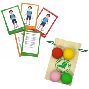 Набор мячей-прыгунов (4 шт., цвет: ассорти) + карточки